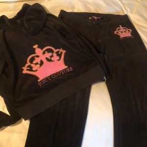 Juicy Couture brown velvet tracksuit pink crown